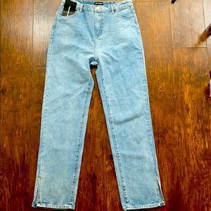 Light Wash High waisted  Split Hem Jeans